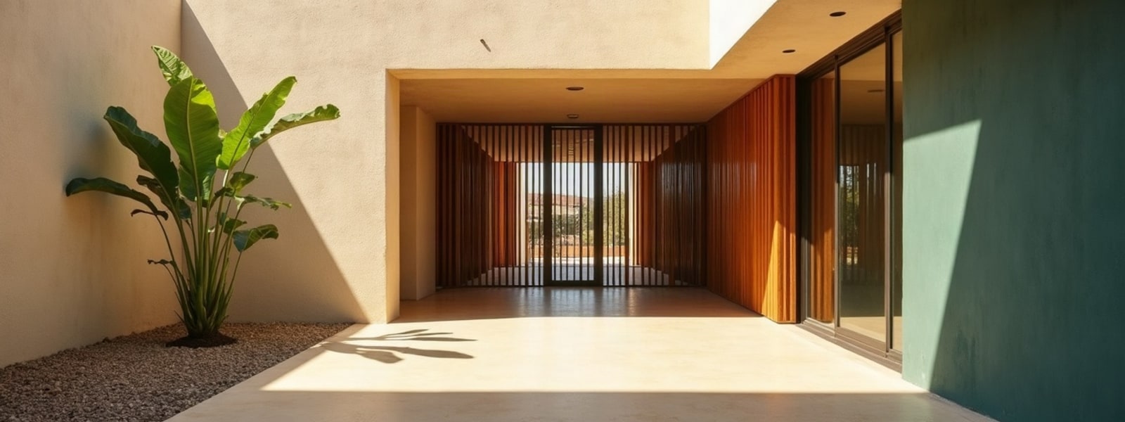 Sunlit contemporary Mexican clinic architecture and a clean, empty treatment room. Illustrative only.